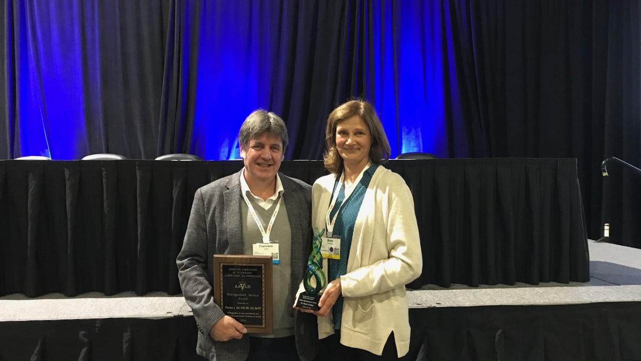 Drs. Francisco Uzal and Beate Crossley receive distinguished awards. Drs. Francisco Uzal and Beate Crossley