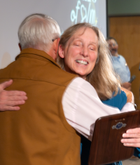 Dr. Karen Vernau receiving a 2024 Faculty Award.