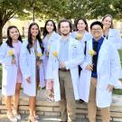 group of new students outside
