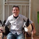 Chuck Nettnins with dogs Ladelle (left) and Floyd (right)