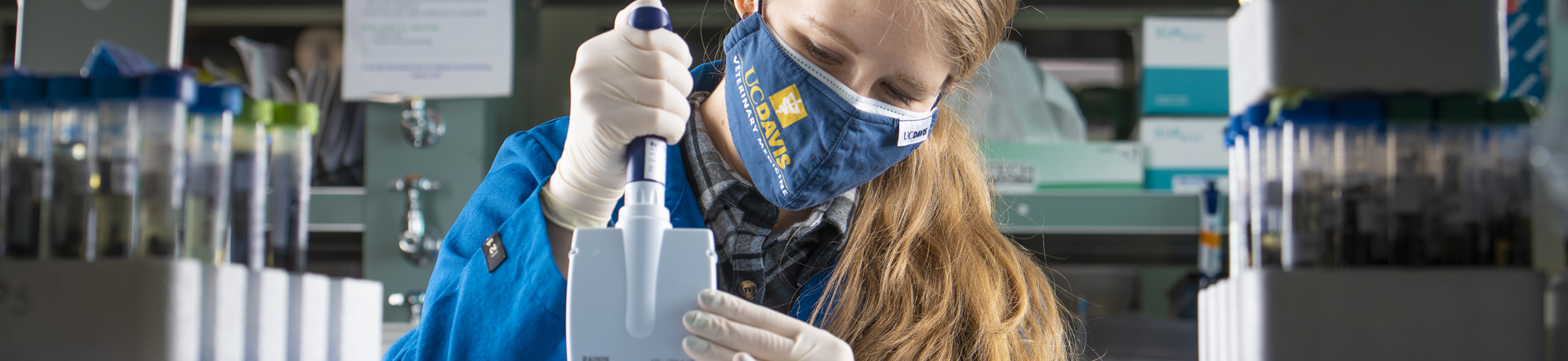 Strategic Goal 1 - Train World Leaders in Vet Medicine. A female scientist working in the lab.